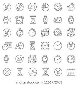Time related various thin line icons set. Vector illustration