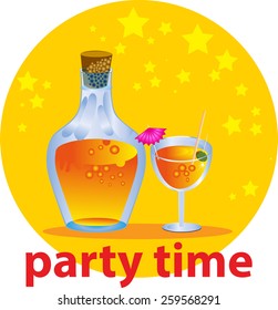 time to relax with a cold drink. vector illustration