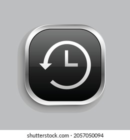 time reload icon design. Glossy Button style rounded rectangle isolated on gray background.. Vector illustration