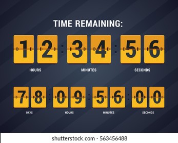 Time Remaining Illustration. Countdown Mechanical Clock In Flat Style. Vector Illustration.