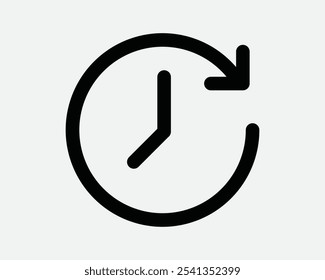 Time Repeat Timer Circle Circular Deadline Clock Stopwatch Arrow Round Around Refresh Again Cycle Recycle Sign Icon Shape Outline Black White Vector