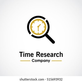 Time Research Of Magnifying Glass Abstract Vector And Logo Design Or Template Development Business Icon Of Company Identity Symbol Concept