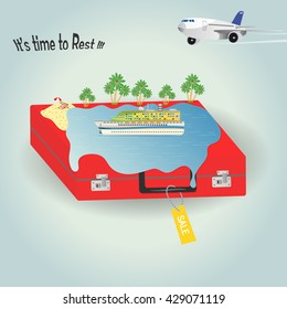time to rest.Vector illustration cruise liner ocean