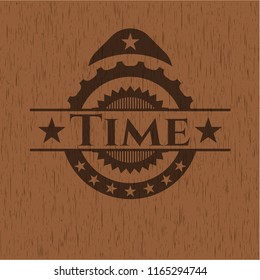 Time retro wood emblem