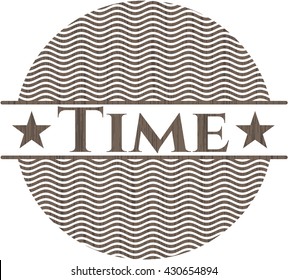 Time retro wood emblem