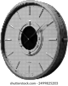 Time revealed through halftone dots, stripped of color.