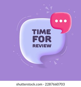 Time for review. Flat, purple, banner review. Vector illustration.