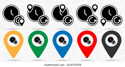 Time, rewind icon in location set. Simple glyph, flat illustration element of time theme icons