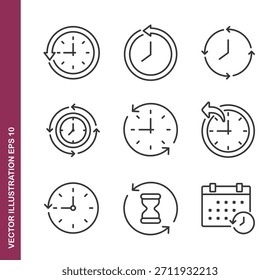 Iconos de línea de rebobinado de tiempo - Mini ícono de la serie de colección