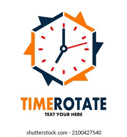 Plantilla de logotipo de vector de rotación de tiempo. Este diseño usa el símbolo del reloj. Adecuado para los negocios.
