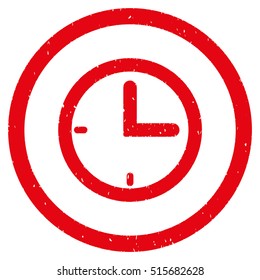 Time rubber seal stamp watermark. Icon symbol inside circle frame with grunge design and dust texture. Scratched vector red ink sticker on a white background.