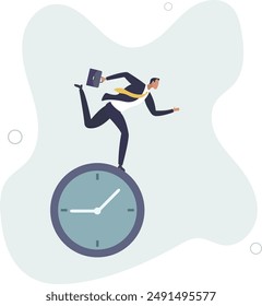 Time run out, deadline or hurry to go to the office late, urgency or determination to finish work fast, stressed or anxiety to complete work concept.flat design.illustration with people.