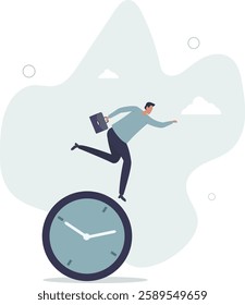 Time run out, deadline or hurry to go to the office late, urgency or determination to finish work fast, stressed or anxiety to complete work concept.flat character life .