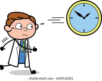 Time Run Out - Professional Cartoon Doctor Vector Illustration