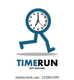 Time run vector logo template. This design use clock and forr symbol. Suitable for management.