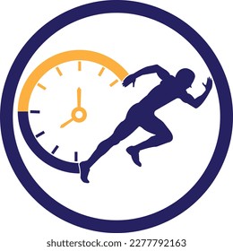 Time run vector logo template. This design use clock and forr symbol. Suitable for management.