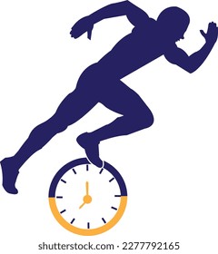 Time run vector logo template. This design use clock and forr symbol. Suitable for management.