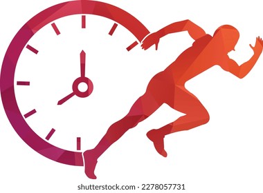 Time run vector logo template. This design use clock and forr symbol. Suitable for management.