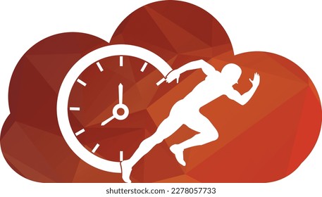 Time run vector logo template. This design use clock and forr symbol. Suitable for management.