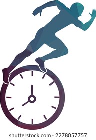 Time run vector logo template. This design use clock and forr symbol. Suitable for management.