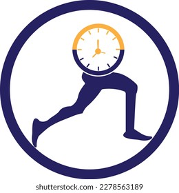 Time run vector logo template. This design use clock and forr symbol. Suitable for management.