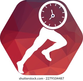 Time run vector logo template. This design use clock and forr symbol. Suitable for management.