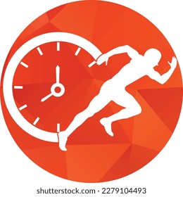 Time run vector logo template. This design use clock and forr symbol. Suitable for management.