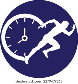 Time run vector logo template. This design use clock and forr symbol. Suitable for management.