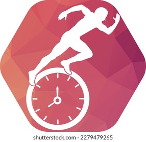 Time run vector logo template. This design use clock and forr symbol. Suitable for management.