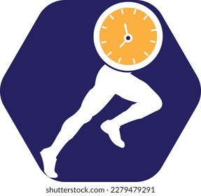 Time run vector logo template. This design use clock and forr symbol. Suitable for management.