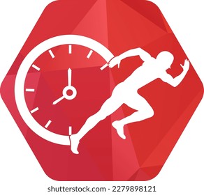 Time run vector logo template. This design use clock and forr symbol. Suitable for management.