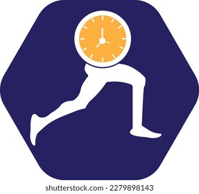 Time run vector logo template. This design use clock and forr symbol. Suitable for management.