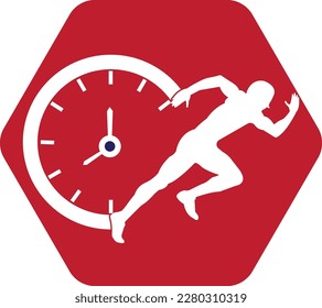 Time run vector logo template. This design use clock and forr symbol. Suitable for management.