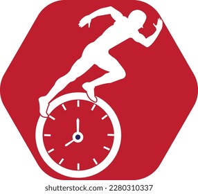 Time run vector logo template. This design use clock and forr symbol. Suitable for management.