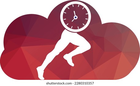 Time run vector logo template. This design use clock and forr symbol. Suitable for management.