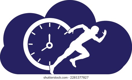 Time run vector logo template. This design use clock and forr symbol. Suitable for management.