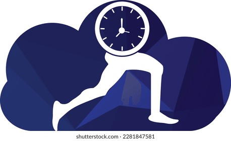 Time run vector logo template. This design use clock and forr symbol. Suitable for management.