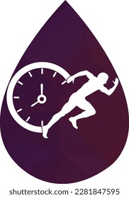 Time run vector logo template. This design use clock and forr symbol. Suitable for management.