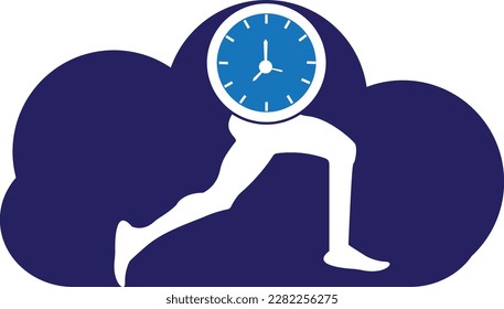 Time run vector logo template. This design use clock and forr symbol. Suitable for management.