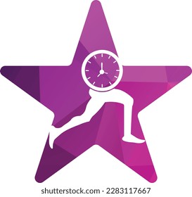 Time run vector logo template. This design use clock and forr symbol. Suitable for management.