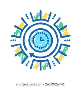 time running future doodle icon sketch vector. time running future sign. isolated symbol illustration