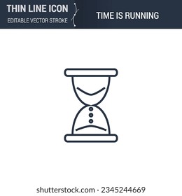 Time Is Running Icon - Thin Line Business Symbol. Ideal for Web Design. Quality Outline Vector Concept. Premium, Simple, Elegant Logo.