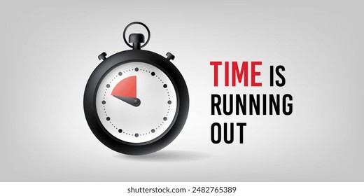 Time is Running Out text with a Clock or watch concept. Deadline Ending Soon 3d Illustration, Banner, Background, Stopwatch, vector illustration. Landscape Banner.