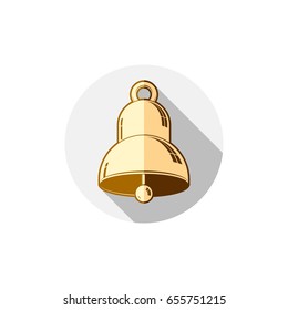 Time is running out theme symbol. Alarm conceptual graphic icon, for use in design and marketing. Waiter calling golden bell.