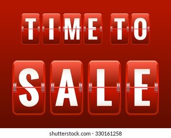 Time to Sale analog flip clock. EPS 10 vector file included