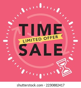 Time sale vector icon. Limited offer advert sign.