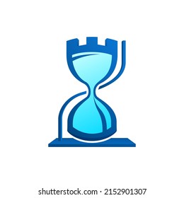 time sand and castle logo in blue
