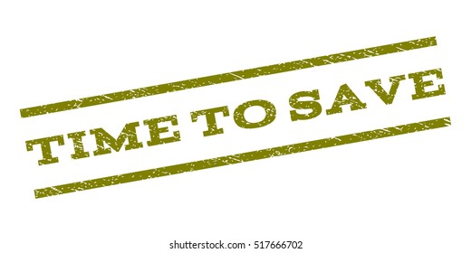 Time To Save watermark stamp. Text caption between parallel lines with grunge design style. Rubber seal stamp with dust texture. Vector color ink imprint on a white background.