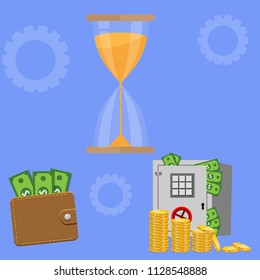 Time saves money in your wallet and the bank. Dollar credit card safe with money