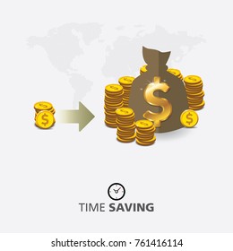 Time saving concept. Use for business, marketing, creative, web design, workflow and graphics. Vector, Background.